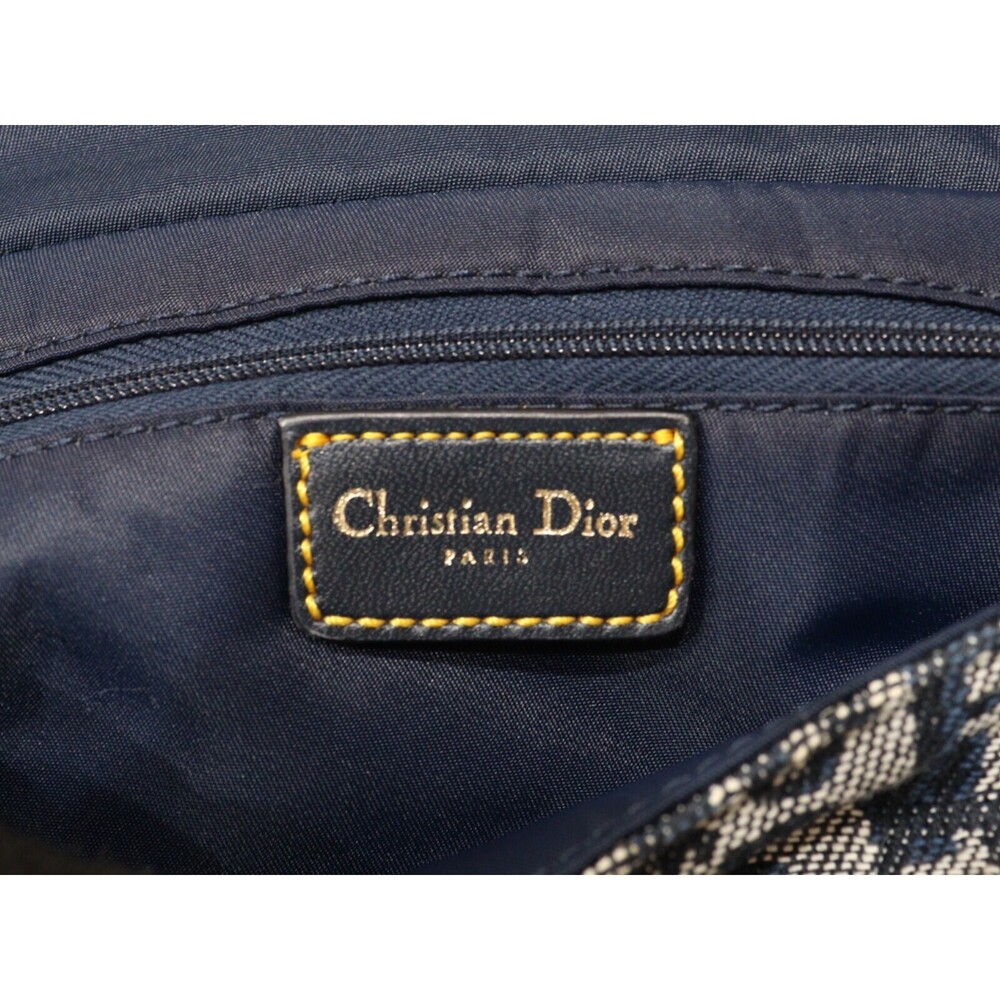 Christian Dior Trotter Maris Pearl handbag Navy Blue canvas leather lovely - Picture 7 of 7